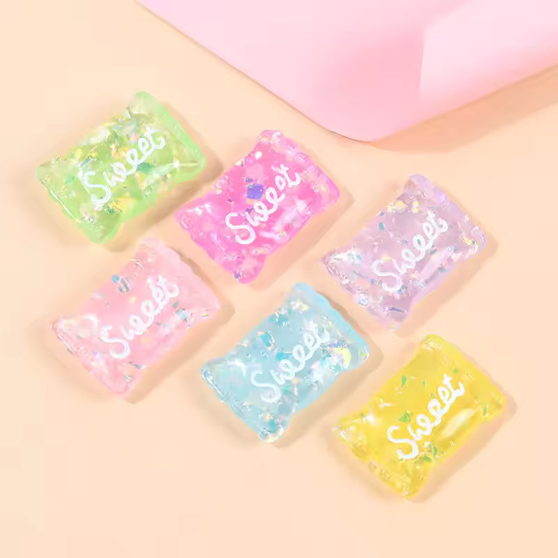 10pcs Kawaii Resin Crystal Candy Series Cabochon Embellishments Flatback Craft Material Miniature Accessories Mini Figurine Diy