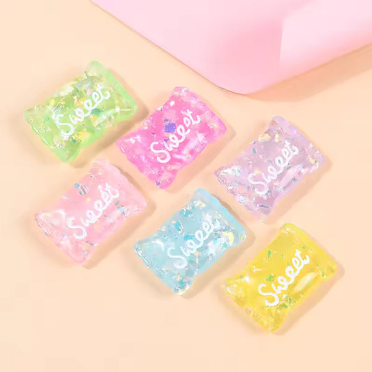 10pcs Kawaii Resin Crystal Candy Series Cabochon Embellishments Flatback Craft Material Miniature Accessories Mini Figurine Diy