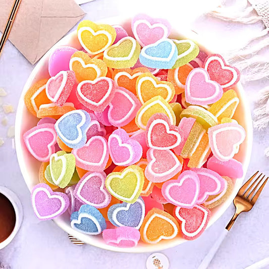 20 Pcs New Cute Mini Cartoon Heart-Shaped Candy Rubber Resin Flat Cabochons Scrapbook Diy Wedding Hairpin Accessories Craft A67